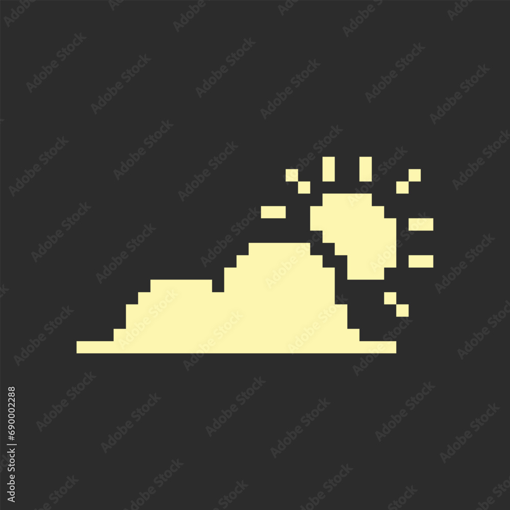 Fototapeta premium this is weather icon use one bit style in pixel art with simple color and black background ,this item good for presentations,stickers, icons, t shirt design,game asset,logo and your project.