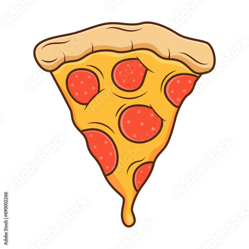 Pizza slice cartoon style vector illustration