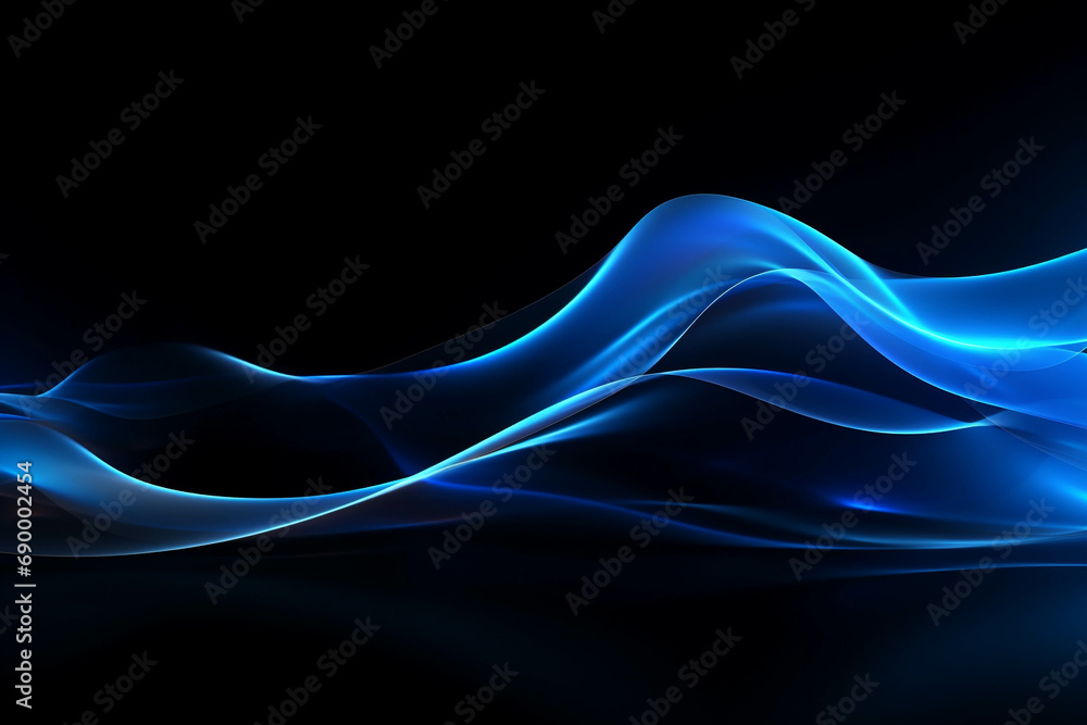 Fototapeta premium curved blue neon light wave.