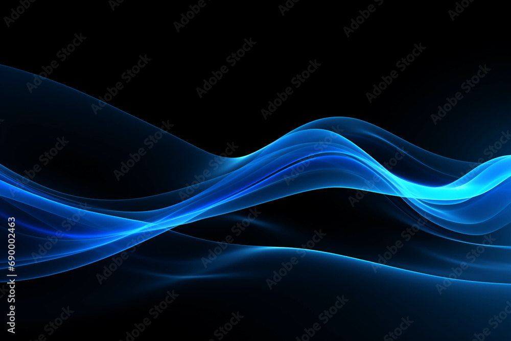 Naklejka premium curved blue neon light wave.