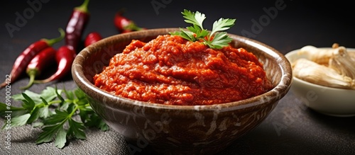 Spicy red sauce made with rice, soybean paste, and red pepper powder.
