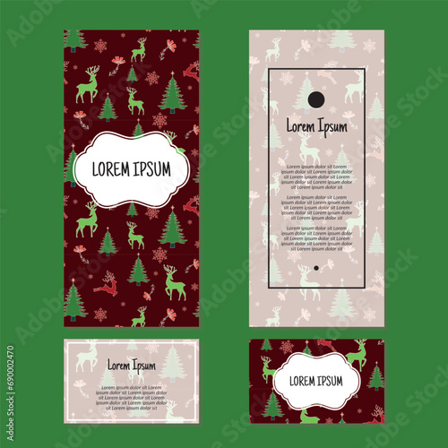 Christmas vertical frame pattern invitation greeting cards, RSVP, and thank-you cards.