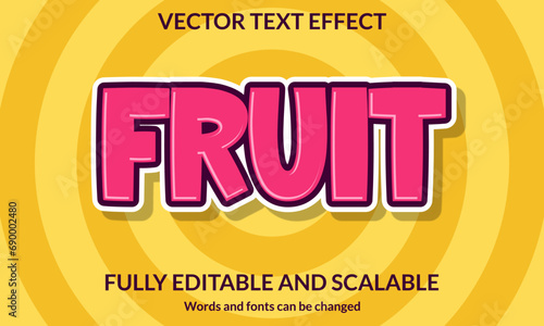 Fruit 3D editable text effect typography vector template