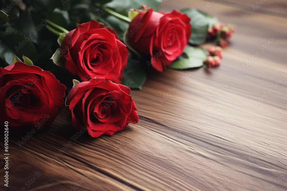 roses set on a wooden floor. roses set on a wooden floor.