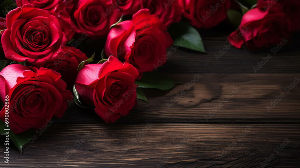 roses set on a wooden floor. roses set on a wooden floor.