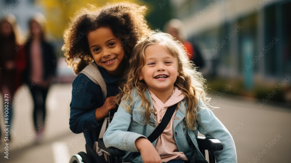 Joyful friendship, inclusive schoolyard