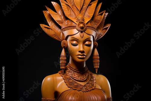 Wood Carving Statue of the Orisha Oshun