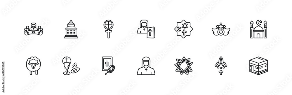 outline icons set from religion concept. editable vector such as last ...