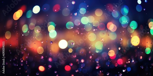 A banner with an abstract background of multicolored bokeh lights photo