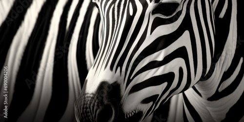 Portrait of a zebra on a black background