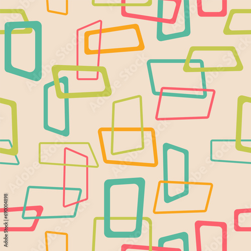 Retro Vector Abstract Atomic Era Seamless Pattern. 1950s 1960s 1970s modern abstract texture. Mid Century Style