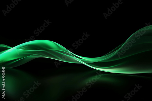 curved green neon light wave.