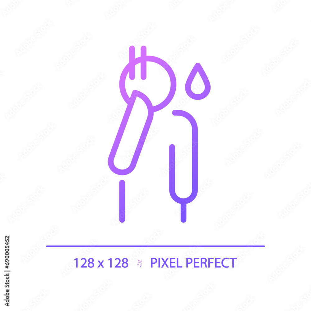 Fototapeta premium 2D pixel perfect gradient shame icon, isolated vector, thin line purple illustration representing psychology.