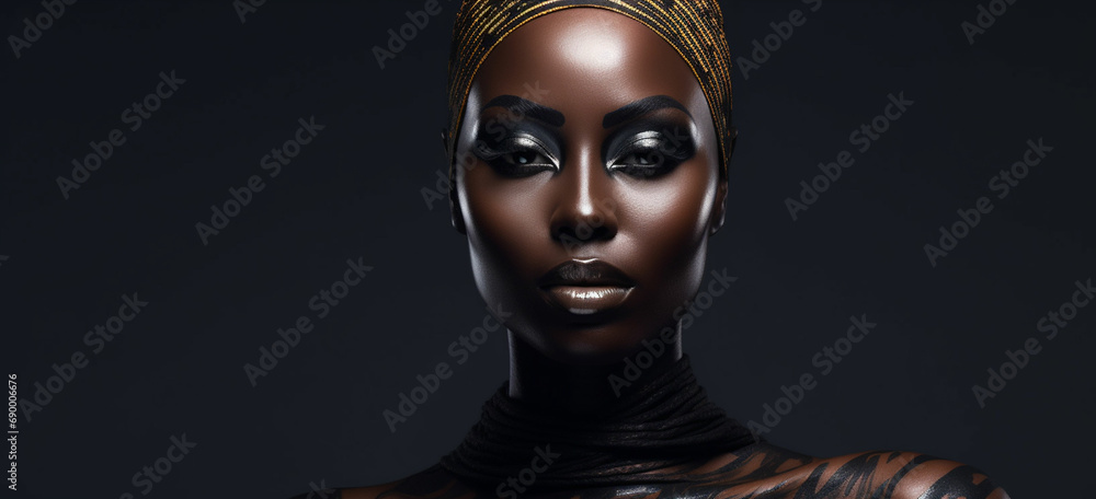 an african woman with a gold headdress an african woman with a gold headdress