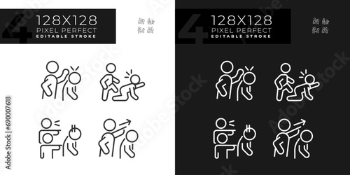 2D pixel perfect light and dark icons set representing psychology, editable thin line illustration.