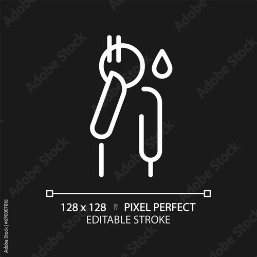 2D pixel perfect editable white shame icon, isolated simple vector, thin line illustration representing psychology.