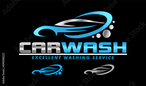 car wash logo emblem design template. automotive logo isolated on a black background