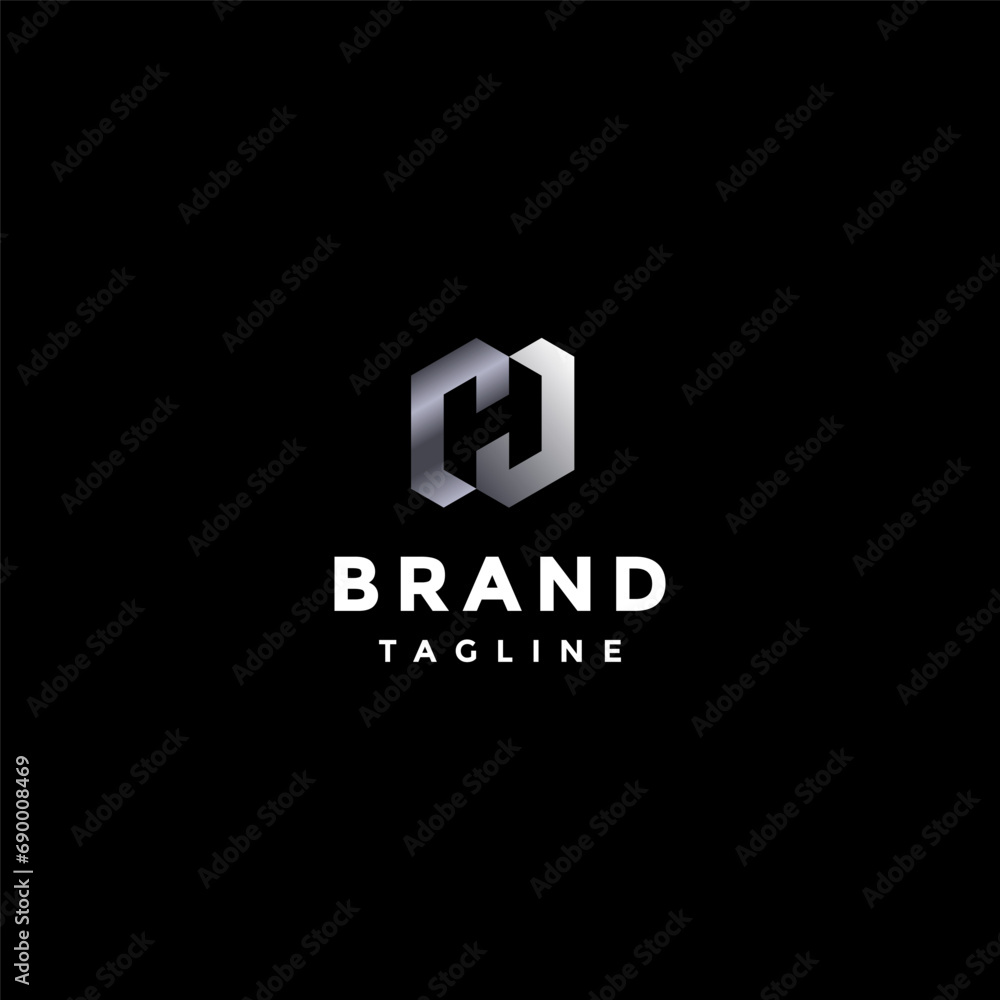 Fototapeta premium Geometry Shape With H Letter Inside Design. Geometry Initial Letter CHJ Logo Design.