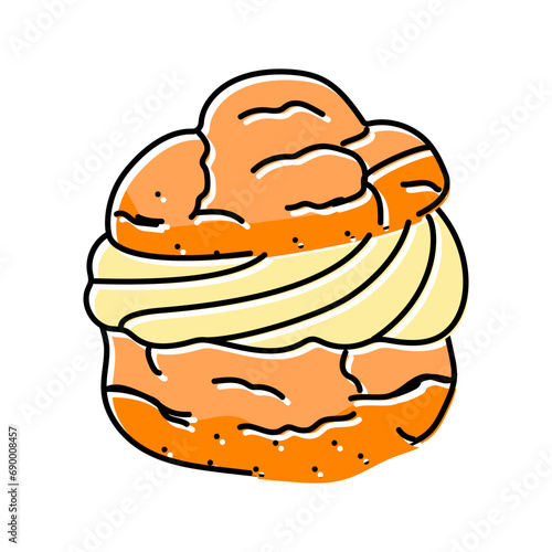 vanilla cream puff food snack color icon vector. vanilla cream puff food snack sign. isolated symbol illustration