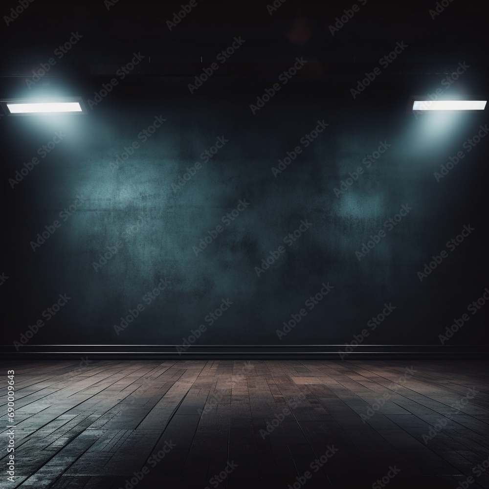 an empty space with a lamp and a light shining in the middle to place the object - created using AI an empty space with a lamp and a light shining in the middle to place the object - created using AI