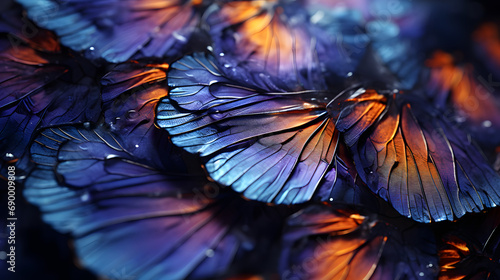 macro shot of butterfly wing showcasing intricate patterns, detailed and realistic, generative ai © Lucky Ai