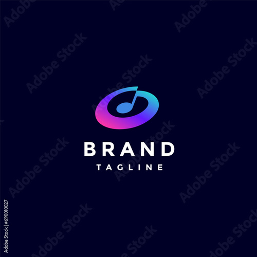 Eighth Note Initial Letter G Logo Design. Eighth Note In Dynamic Circle Logo Design.