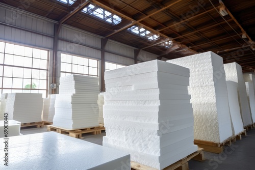 Sheets of expanded polystyrene for house thermal insulation during constructions photo