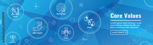 Core Values icon set & web header banner showing icons of core values