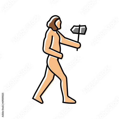 neanderthal human evolution color icon vector. neanderthal human evolution sign. isolated symbol illustration
