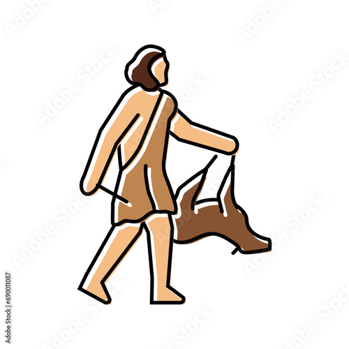 hunting gathering human evolution color icon vector. hunting gathering human evolution sign. isolated symbol illustration