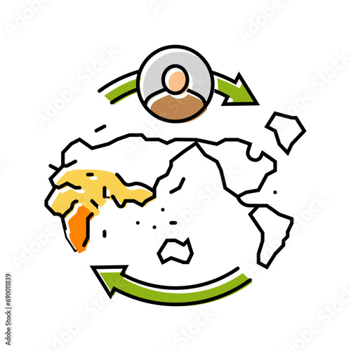 migration africa human evolution color icon vector. migration africa human evolution sign. isolated symbol illustration