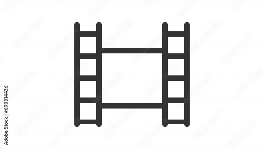 2D black simple thin line animation of film, HD video with transparent background, seamless loop 4K video representing UI icons. 2D black simple thin line animation of film, HD video with transparent background, seamless loop 4K video representing UI icons.