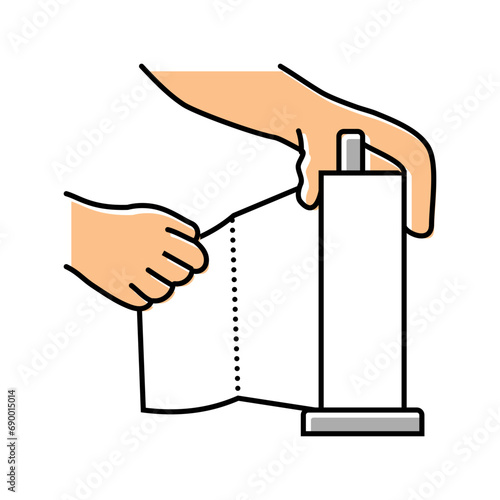 hand tearing paper towel color icon vector. hand tearing paper towel sign. isolated symbol illustration