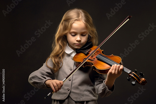 Talented caucasian girl plays violin
