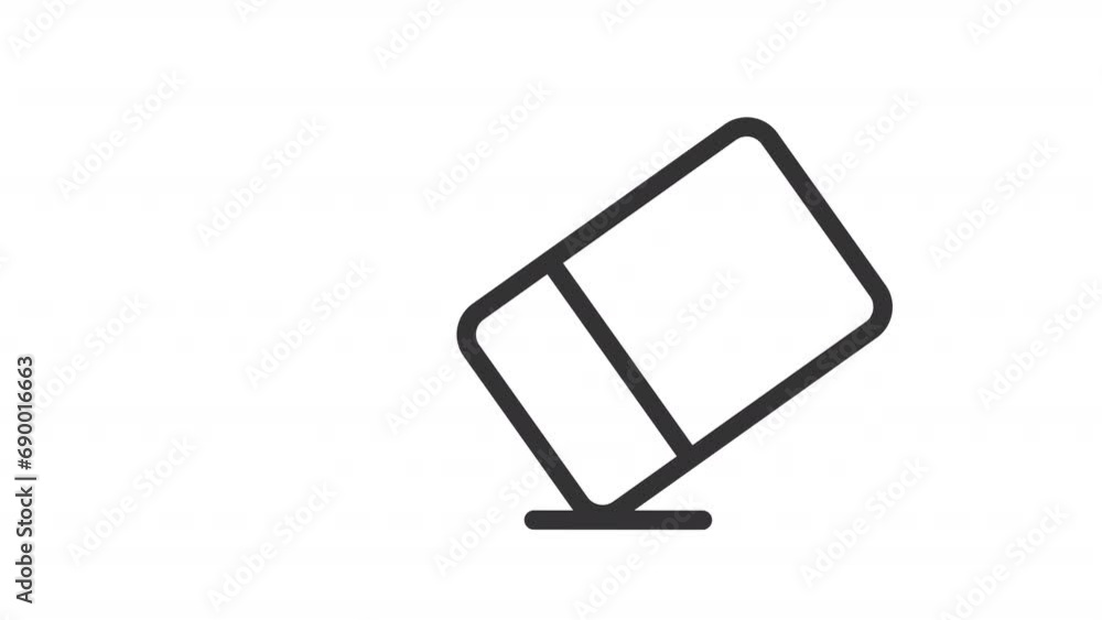 2D black simple thin line animation of eraser, HD video with transparent background, seamless loop 4K video representing UI icons. 2D black simple thin line animation of eraser, HD video with transparent background, seamless loop 4K video representing UI icons.