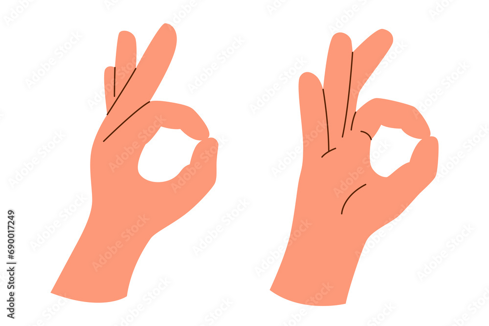 A human hands showing sign OK in a flat style isolated on white
A human hands showing sign OK in a flat style isolated on white