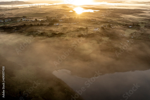 Aerial view of Bonny Glen by Portnoo in County Donegal - Ireland