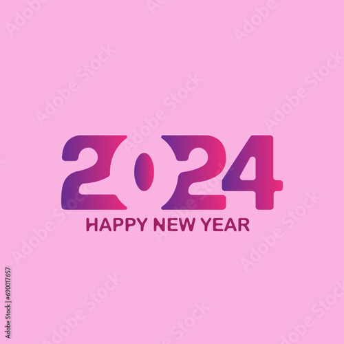 Happy new year 2024 design vector illustration. Premium vector design for poster, banner, greeting and new year 2024 celebration.2024 typography logo design concept.