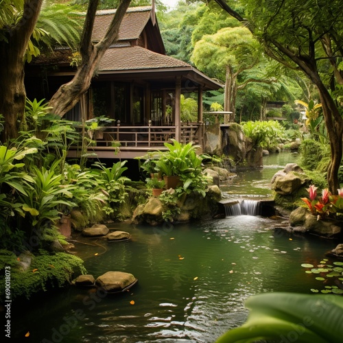 Lush Greenery Surrounding Tranquil Haven's Serene Pond -