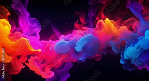Colorful liquid Ink in black Background Wallpaper Generative ai photo