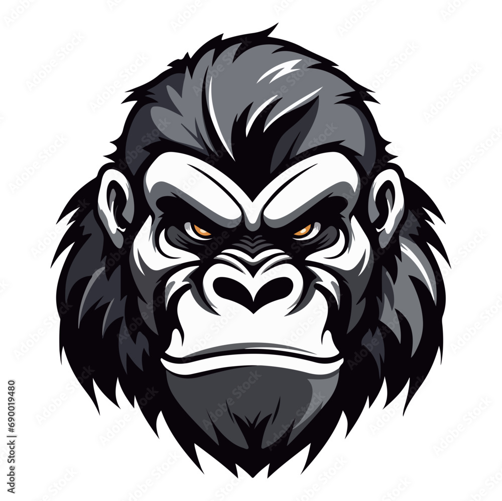 Gorilla Portrait Sticker, Gorilla head mascot logo illustration, Gorilla character, generative ai Gorilla Portrait Sticker, Gorilla head mascot logo illustration, Gorilla character, generative ai
