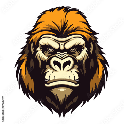 Fototapeta Naklejka Na Ścianę i Meble -  Gorilla Portrait Sticker, Gorilla head mascot logo illustration, Gorilla character, generative ai