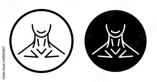 Human neck icon set. man throat vector symbol in black filled and outlined style. photo