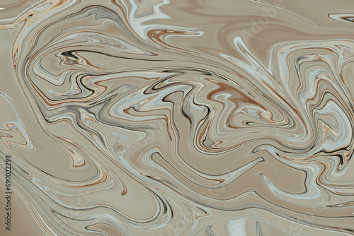 Abstract fluid and organic swirling background with lines and curves in shades of brown and gray, giving it a smooth and glossy texture