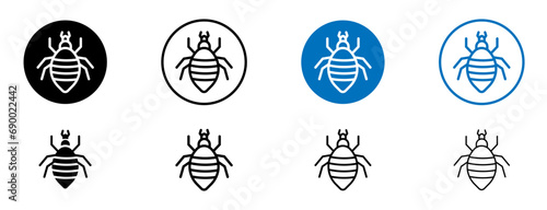 Louse line icon set. Louse bug in black and blue color.