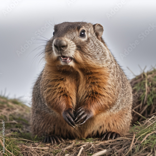Groundhog, also known as a woodchuck, is a stout-bodied rodent celebrated for its curious behavior and unique appearance