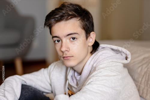 Portrait of pensive teenage boy