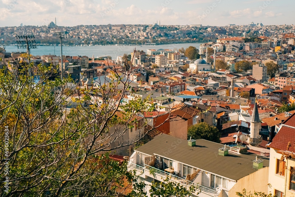 Panoramic view of Istanbul on a sunny day, Türkiye