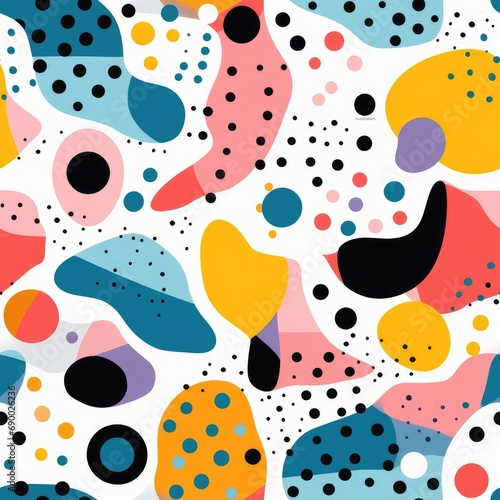 Pattern of circles, dots and colored spots