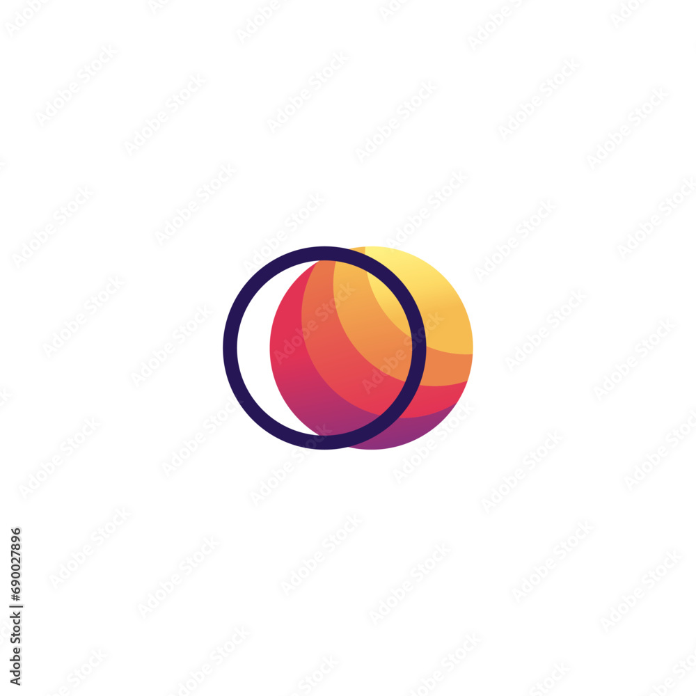 Colorful Dual Moon Sun Planet Star Space Logo Design Vector